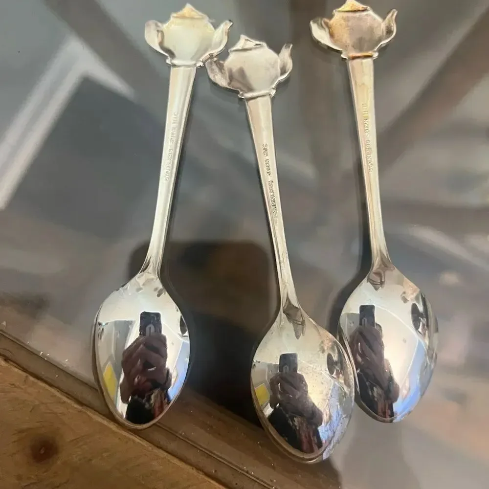 Elegant Silver Teapot Stainless Kettle pot Spoons Set made in Japan.